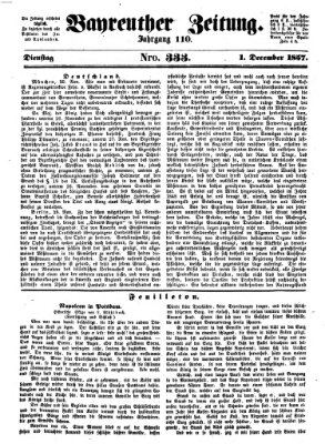 Bayreuther Zeitung Dienstag 1. Dezember 1857