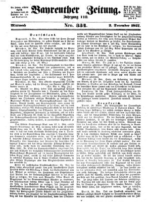 Bayreuther Zeitung Mittwoch 2. Dezember 1857