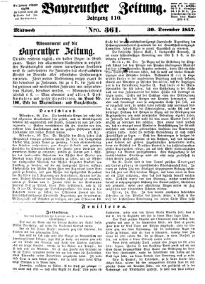 Bayreuther Zeitung Mittwoch 30. Dezember 1857