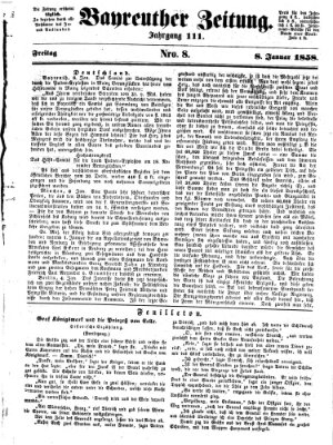 Bayreuther Zeitung Freitag 8. Januar 1858