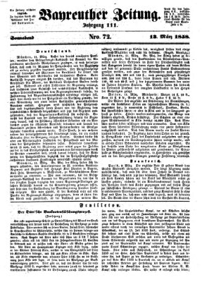 Bayreuther Zeitung Samstag 13. März 1858