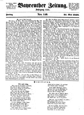 Bayreuther Zeitung Freitag 21. Mai 1858