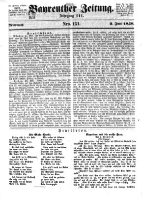 Bayreuther Zeitung Mittwoch 2. Juni 1858