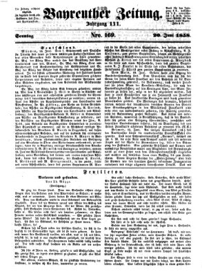 Bayreuther Zeitung Sonntag 20. Juni 1858