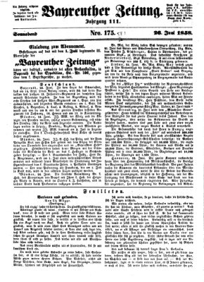 Bayreuther Zeitung Samstag 26. Juni 1858