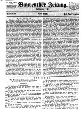 Bayreuther Zeitung Samstag 31. Juli 1858