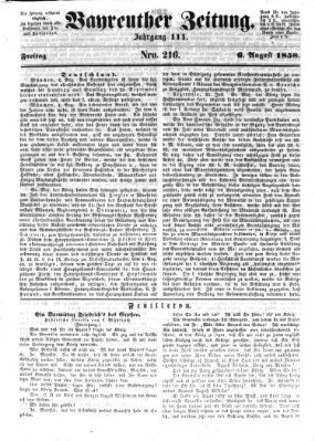 Bayreuther Zeitung Freitag 6. August 1858