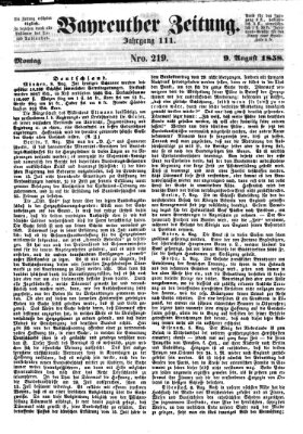 Bayreuther Zeitung Montag 9. August 1858