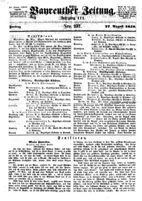 Bayreuther Zeitung Freitag 27. August 1858