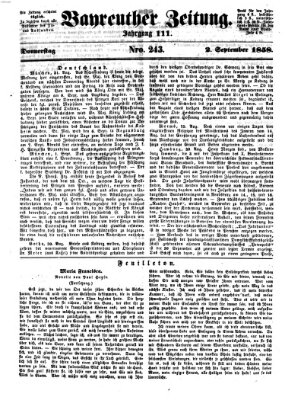 Bayreuther Zeitung Donnerstag 2. September 1858