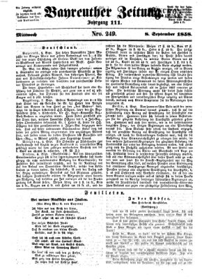 Bayreuther Zeitung Mittwoch 8. September 1858