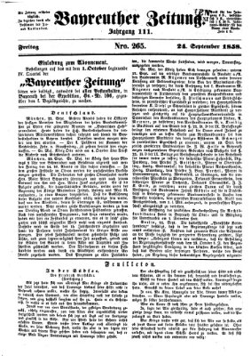 Bayreuther Zeitung Freitag 24. September 1858
