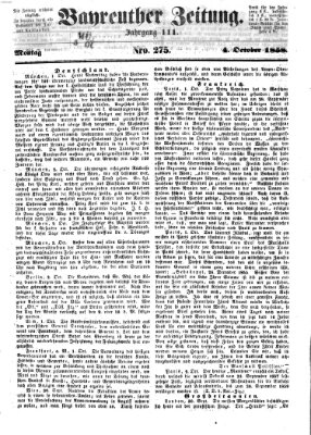 Bayreuther Zeitung Montag 4. Oktober 1858