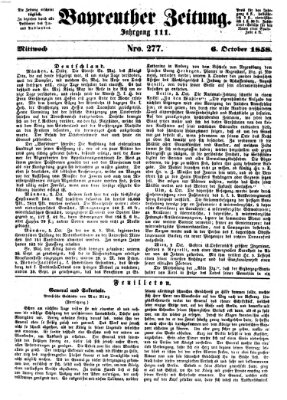 Bayreuther Zeitung Mittwoch 6. Oktober 1858