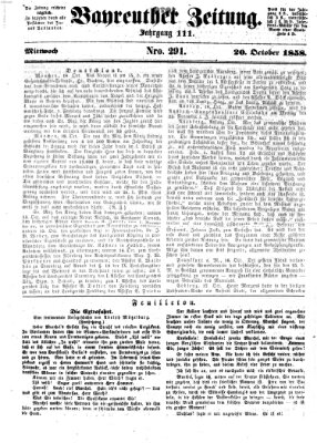 Bayreuther Zeitung Mittwoch 20. Oktober 1858