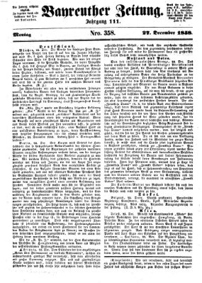 Bayreuther Zeitung Montag 27. Dezember 1858