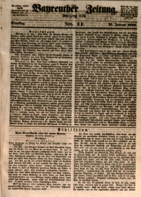 Bayreuther Zeitung Dienstag 11. Januar 1859