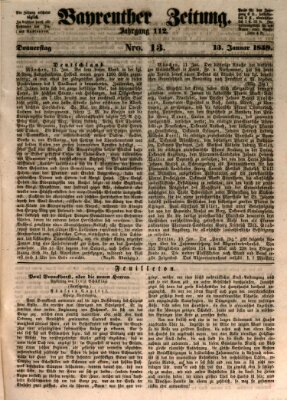 Bayreuther Zeitung Donnerstag 13. Januar 1859