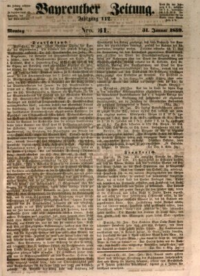 Bayreuther Zeitung Montag 31. Januar 1859