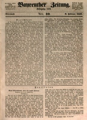 Bayreuther Zeitung Mittwoch 9. Februar 1859
