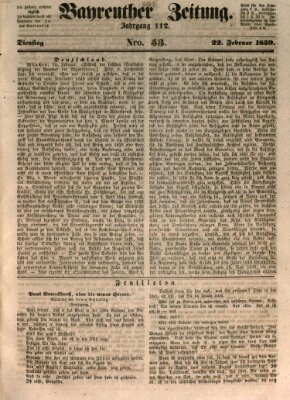 Bayreuther Zeitung Dienstag 22. Februar 1859