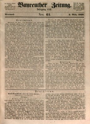 Bayreuther Zeitung Mittwoch 2. März 1859
