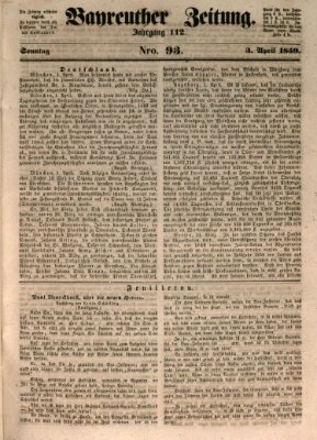 Bayreuther Zeitung Sonntag 3. April 1859