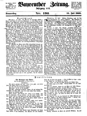 Bayreuther Zeitung Donnerstag 14. Juli 1859
