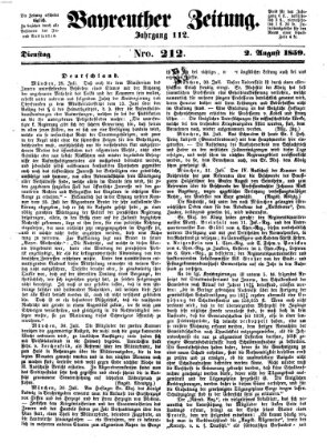 Bayreuther Zeitung Dienstag 2. August 1859