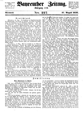 Bayreuther Zeitung Mittwoch 17. August 1859