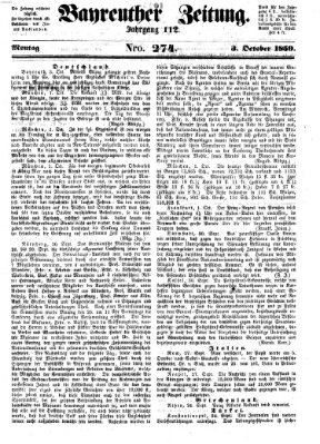 Bayreuther Zeitung Montag 3. Oktober 1859