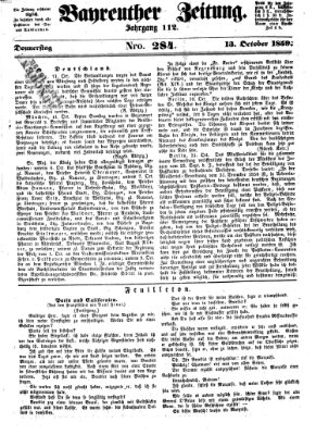 Bayreuther Zeitung Donnerstag 13. Oktober 1859