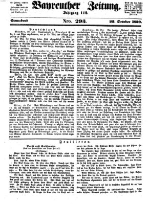 Bayreuther Zeitung Samstag 22. Oktober 1859