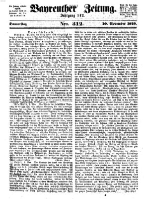 Bayreuther Zeitung Donnerstag 10. November 1859