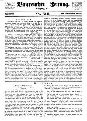 Bayreuther Zeitung Mittwoch 16. November 1859