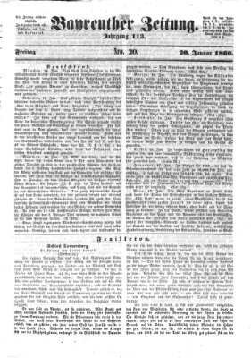 Bayreuther Zeitung Freitag 20. Januar 1860