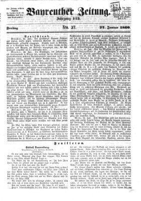 Bayreuther Zeitung Freitag 27. Januar 1860