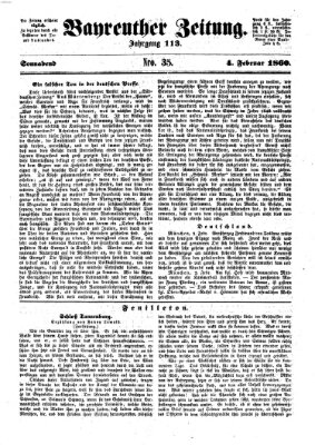 Bayreuther Zeitung Samstag 4. Februar 1860