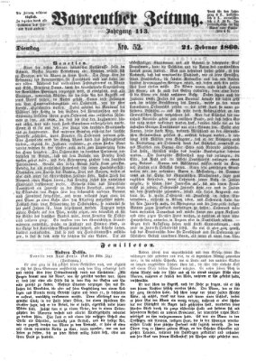 Bayreuther Zeitung Dienstag 21. Februar 1860