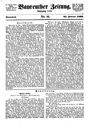 Bayreuther Zeitung Samstag 25. Februar 1860