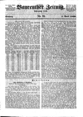 Bayreuther Zeitung Sonntag 1. April 1860