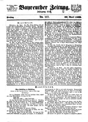 Bayreuther Zeitung Freitag 27. April 1860