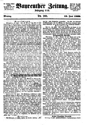 Bayreuther Zeitung Montag 18. Juni 1860