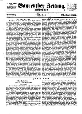 Bayreuther Zeitung Donnerstag 21. Juni 1860