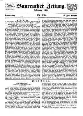 Bayreuther Zeitung Donnerstag 5. Juli 1860