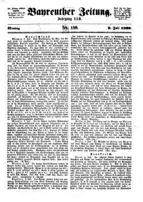 Bayreuther Zeitung Montag 9. Juli 1860