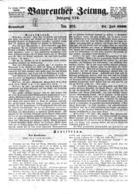 Bayreuther Zeitung Samstag 21. Juli 1860