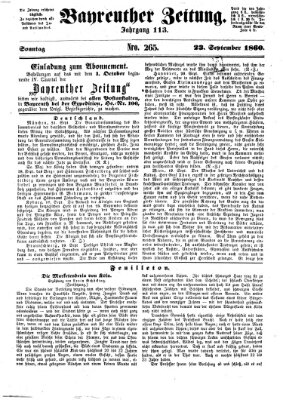 Bayreuther Zeitung Sonntag 23. September 1860