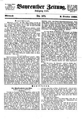 Bayreuther Zeitung Mittwoch 3. Oktober 1860