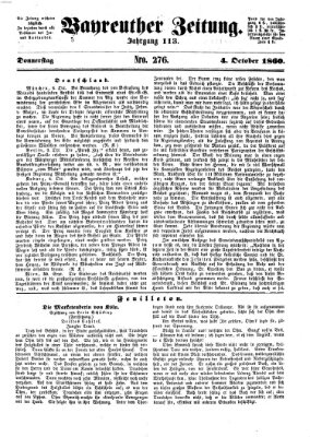 Bayreuther Zeitung Donnerstag 4. Oktober 1860